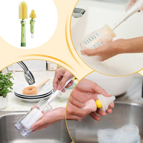 Water Bottle Brush with Ergonomic Curved Handle for Deep Cleaning, Scratch Bristles 2