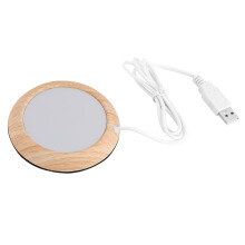 USB Coffee Mug Warmer Wood Grain USB Powered Beverage Heater Pad for Desk Home Office Use