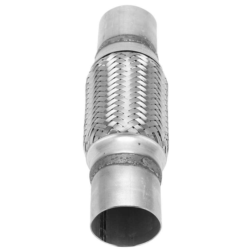 57X250mm Double Braided Exhaust Flex Pipe Stainless Steel Bellow Silver 4661382436526