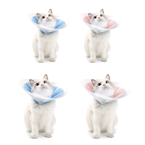 Soft Pet Recovery Collar Dog for Cat Double Layer Cone-M Pink 1