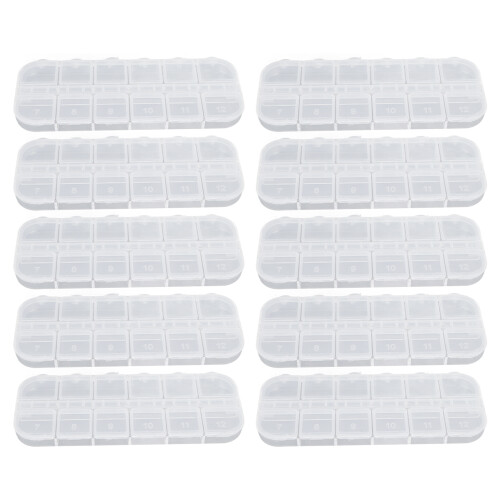 Boîte de rangement transparente en plastique à 12 compartiments, solution de rangement transparente pour petits objets, boîte de présentation