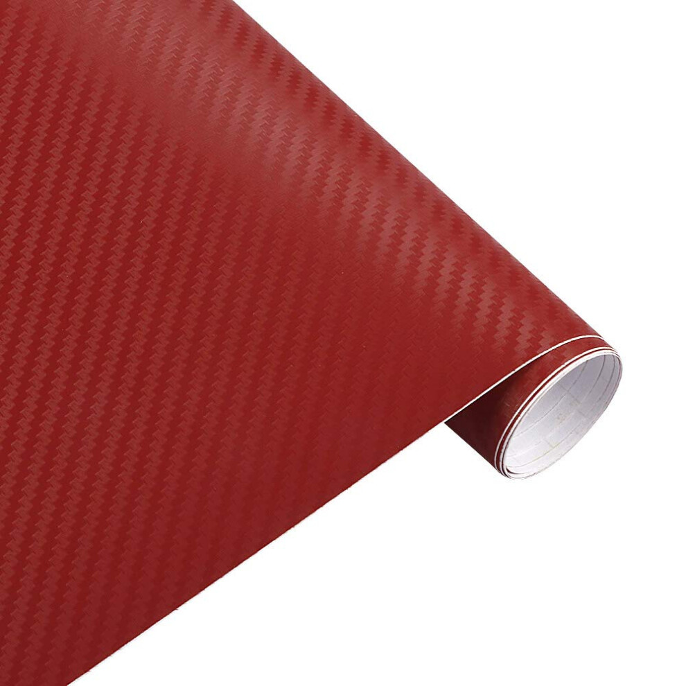 3D Carbon Fiber Car Vinyl Wrap Film 200X50cm Waterproof Uv Protection Scratch Resistant Red 9199774288439