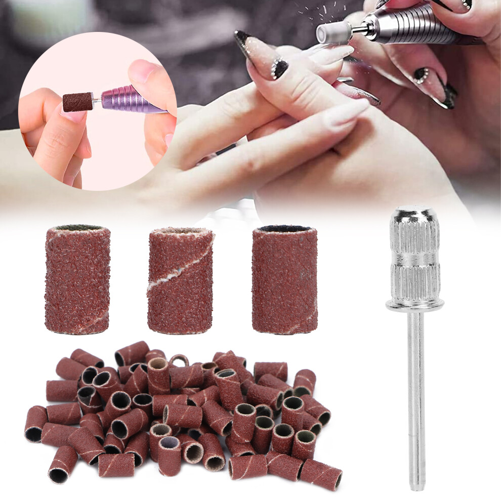 Brown Nail Sanding Bands 75Pcs Set 80# 120# 180# Grit + Storage Box