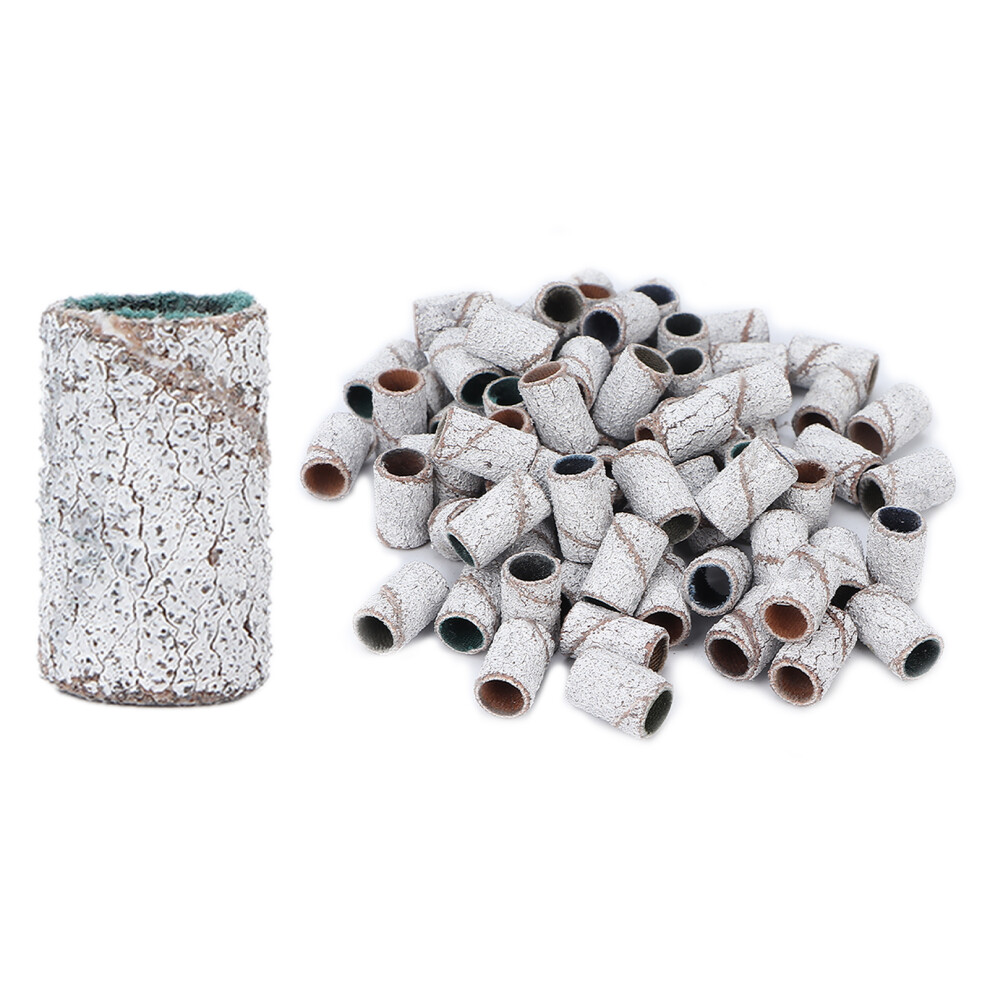 White 100Pcs Nail Sanding Bands 1.3X0.8cm Professional Manicure Tools