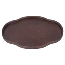 Bandeja de bambu simples e elegante para servir chá em mesas de centro. Bandeja de chá natural com base giratória. Solução compacta para
