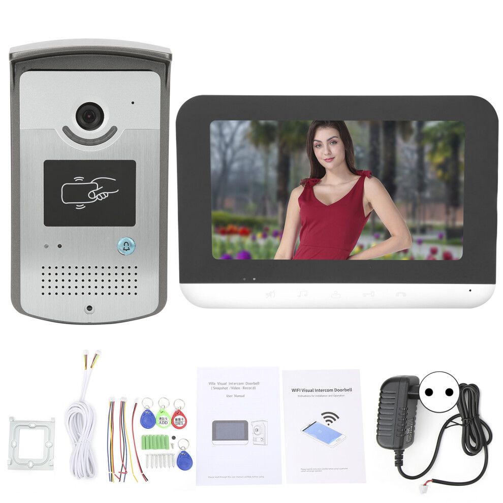 Hd Visual Intercom System, 7 Inch Touch Monitor With Waterproof Outdoor Unit And Handsfree Communication, Wired Doorbell Kit For Residential 9138057640434