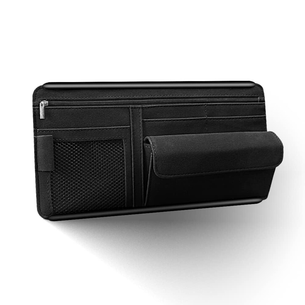 Car Sun Visor Organizer With Zipper Pockets, Multipocket Storage For Suv Truck, Black 9347817877144