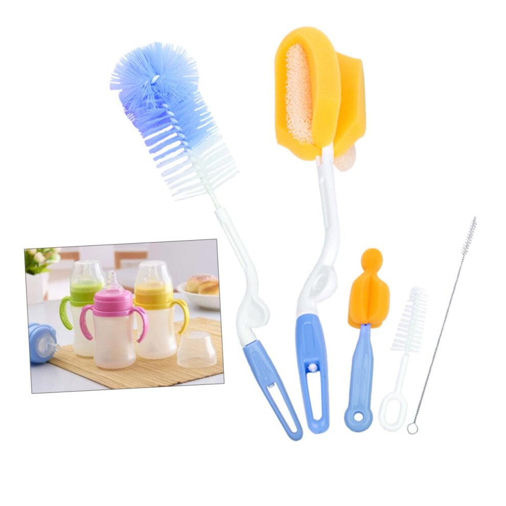 Bottle Brush Set 5Piece With Sponge Cleaners Milk Bottle Cleaning Brushes For Nipples And Straws