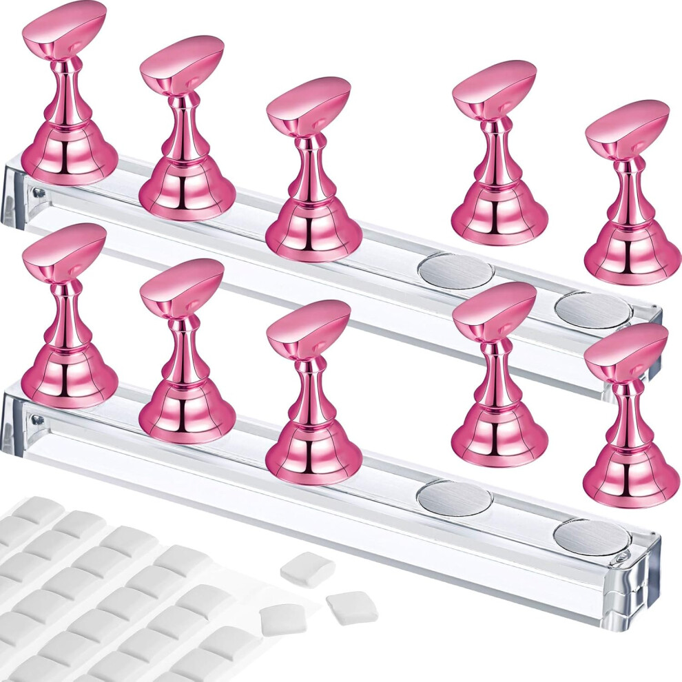 Stylish Nail Art Painting Stand, Durable Material Manicure Tool For Salon Makeup Diy, Magnetic Nail Holder With Reusable Adhesive Putty, Practice Dis
