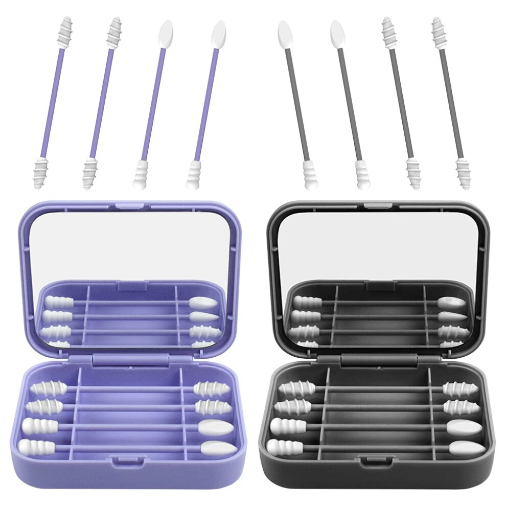 Eco-Friendly Swabs For Multipurpose Cleaning, Non-Detachable Design Reusable Makeup Swabs Includes A Makeup Mirror, Washable And Durable For Travel
