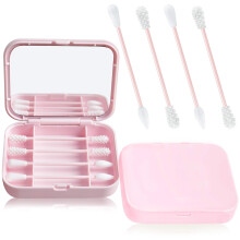 Tamponi biodegradabili multiuso per igiene e bellezza, confezione portatile 4 in 1 con custodia e specchietto, tamponi auricolari in silicone
