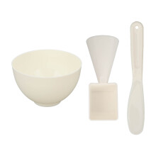 Conjunto de ferramentas para misturar produtos de cuidados faciais, laváveis e reutilizáveis, para criar máscaras faciais caseiras. Aplicação