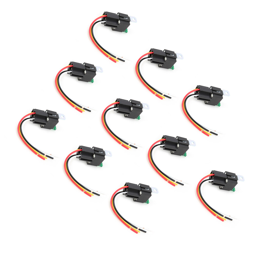 10Pcs 12Vdc 30A Waterproof Abs Relay 4Pin Spst With Base & Cable 5041377678121