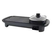 Electric Hot Pot and Grill Combo 2in1 Smokeless NonStick Thickened DieCast for Home Cooking