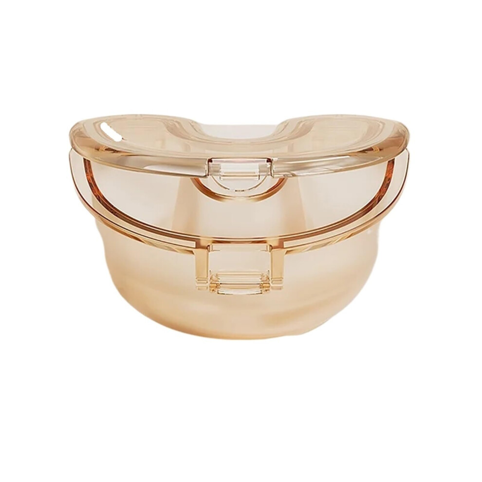Denture Case 3pcs Leak Proof Transparent Mouthguard Container for Dentures and Braces Orange