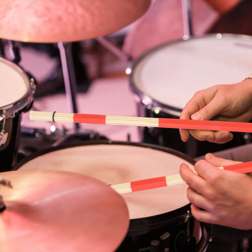 Pair Red Maple Drum Set Beam Sticks for Percussion Performance 1