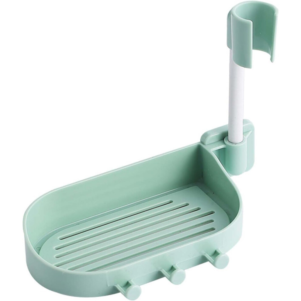 Adjustable Shower Head Holder With Soap Dish And Hook, Wall Mounted Adhesive Green Bracket 9094768572702