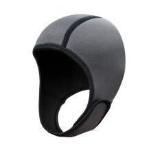 2mm Neoprene Scuba Diving Hood Cap Grey, Stretchable Thermal Surf Beanie With Chin Strap, Wetsuit Hood For Water Sports