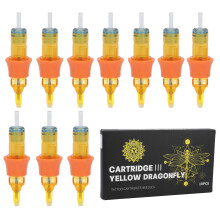 Professional Tattoo Needles, Disposable Cartridges with Safety Membrane for Precise Ink Flow, 10 Pieces for All Rotary and Coil Machines