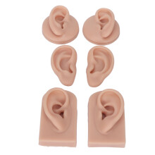 3 Paia di Modelli di Orecchie in Silicone per Pratica di Piercing e Esposizione di Gioielli, Pelle Media