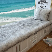 Solid Color Plush Table Runner Faux Sheepskin Shaggy Rug Desk Pad 50x80cm Grey Luxury False Fur Dresser Tablecloth