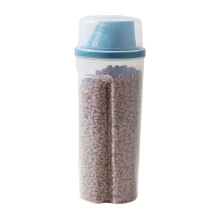 Pet Food Storage Container Airtight Dog Food Container Cat Dispenser 1.5L Dry Kibble Bird Seed Measuring Cup Blue