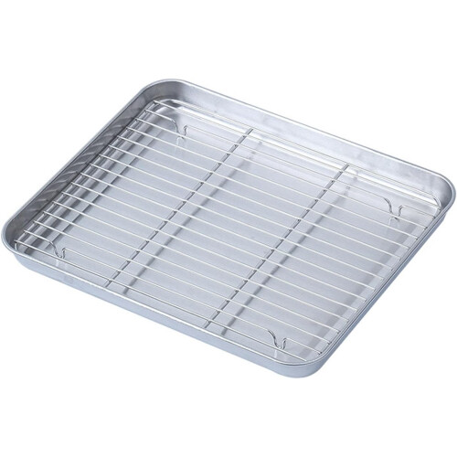 Baking Tray Stainless Steel Draining Pan Small With Rack Kitchen Use 1