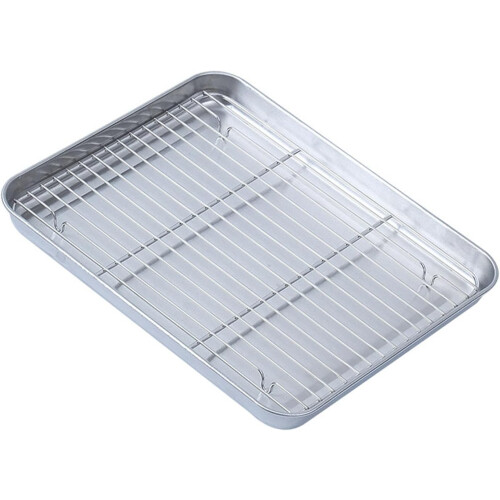 Baking Tray Stainless Steel Draining Pan Small With Rack Kitchen Use 2