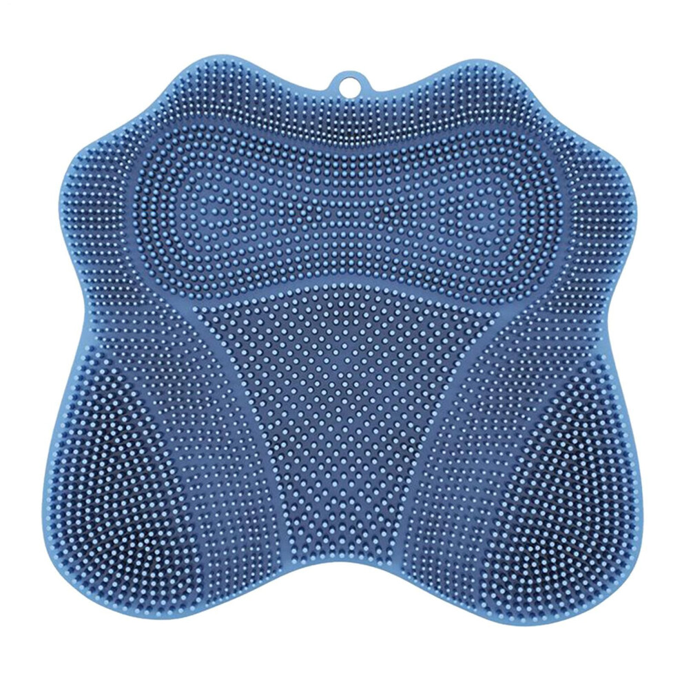 Blue Shower Foot Scrubber With Nonslip Suction Base, Silicone Foot Cleaner For Bathroom Floor,