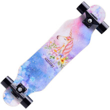 Longboard Skateboard DropThrough Complete Cruiser Board, 7Layer Maple Deck, 31x8 Inches, Style D For Teens Beginners