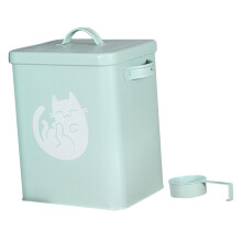 Cat Snack Bucket 1Set Iron Dog Food Storage Box Airtight Dustproof Pet Food Container Includes Spoon For Home Use
