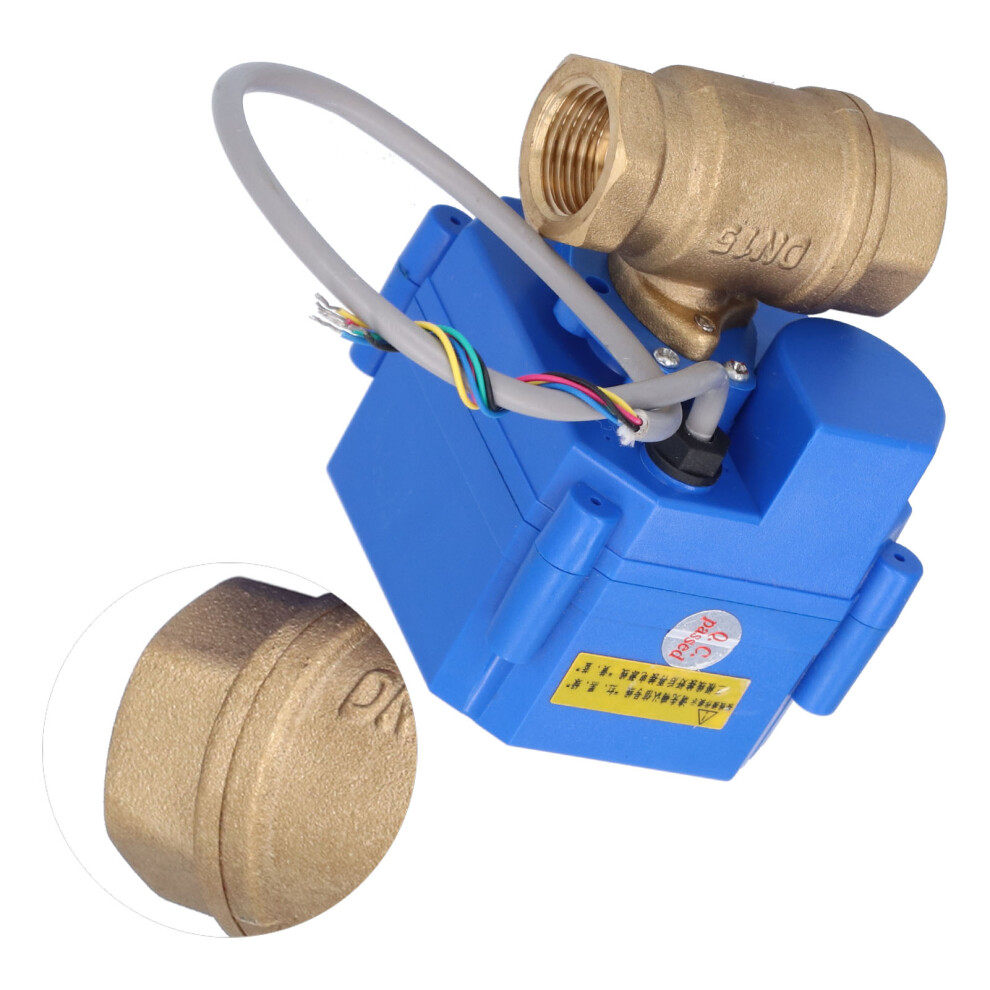 Mini Brass Electric Ball Valve Bsp 5 Wire Dc12v With On/Off Switch Indicator 5031377690230