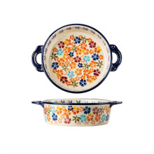 Ceramic Lasagna Baking Dish with Handle, Temperature Resistant, Vintage Oven Bakeware 18.5cm