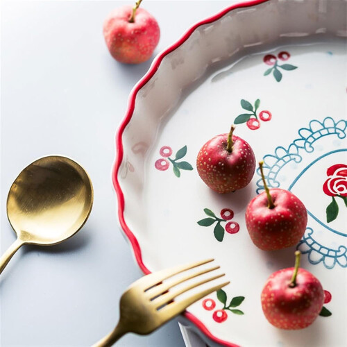 9.5 Inch Ceramic Pie Plate Baking Dish, Oven Safe,  Temp Resistant, Large 935ml Capacity 2