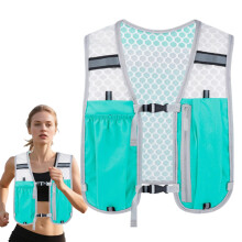 Trail Running Vest Breathable Hydration Pack Lightweight Chest Bag MultiPocket Organizer Blue Women's Hiking Cycling