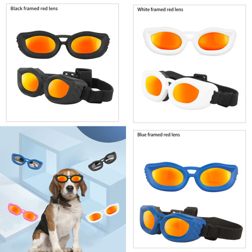 Windproof Dogs Sunglasses Suitable for Medium-Pink transparent 1