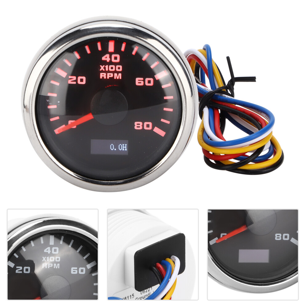 52Mm Marine Pointer Tachometer Gauge 9-32V Backlight Waterproof Red 8161377695403