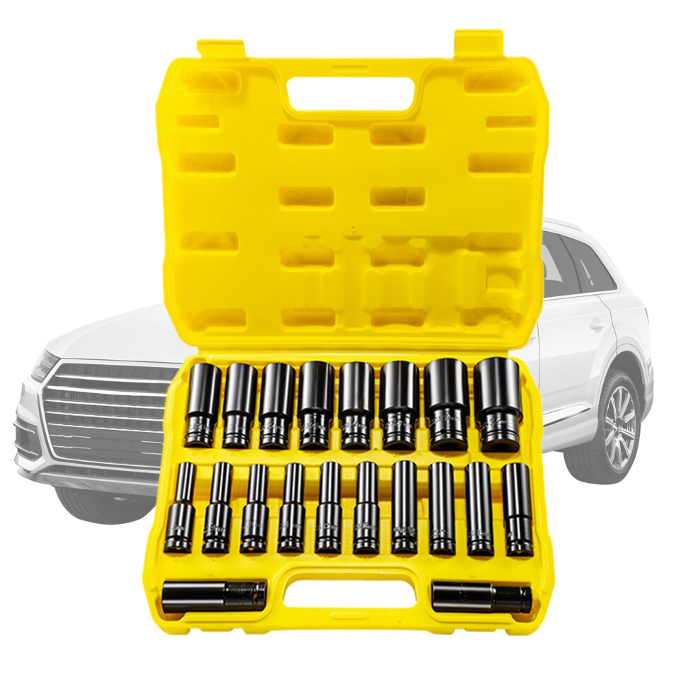 Deep Socket Set 832Mm With Extensions, 78Mm Long 6Point Metric Wrench Kit For Automotive And Industrial Use 9187378642504