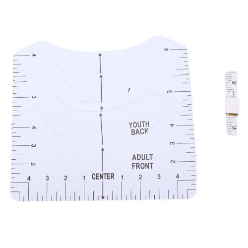 9Pcs PVC T-Shirt Alignment Tool Set for Sewing, V-Neck Ruler 1