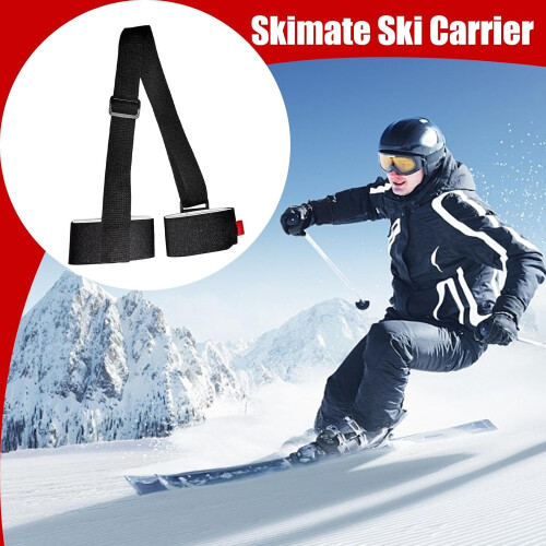 Ski Carrier Shoulder Strap Adjustable Nylon Carrier For Mountain Ski Portable Binding Strap Black 1