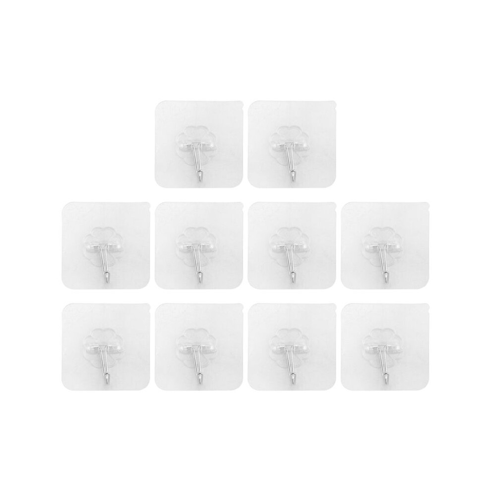 10 Packs Reusable Adhesive Hooks,Transparent Heavy Duty Wall Hooks With No Scratch, Waterproof And Oilproof For Bathroom, Bedroom, Kitchen, 6033713349405