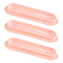 3PCS Long Shape Cats Dish Large Capacity Pet Feeding Bowl-Pink