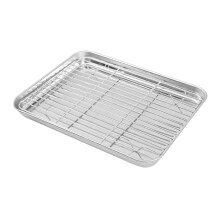 Baking Sheet with Cooling Rack, Stainless Steel Cookie Tray, Even Heating, Oil Draining Design