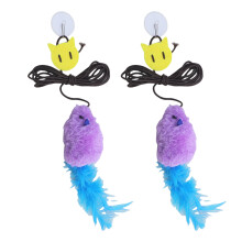 Bounce Mouse Cats Toy 2PCS Feathered Tail Squeaky Mouse-Purple