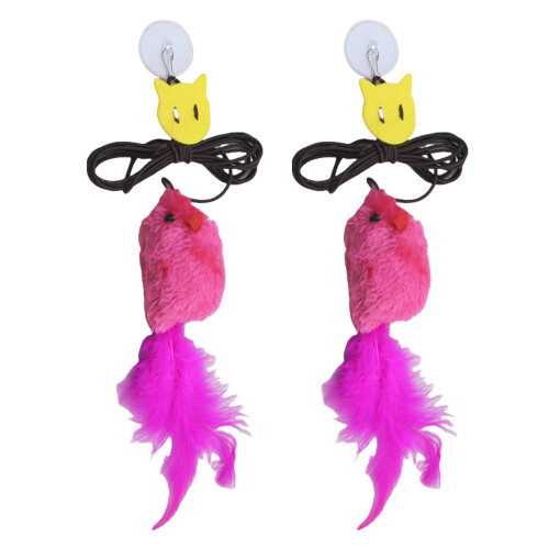 Self Entertaining Door Mounted Cats Toy Elastic Mouse-Pink