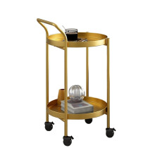Gold 2 Tier Bar Cart with Lockable Wheels, Slim Metal Drinks Trolley for Home Decor and Storage