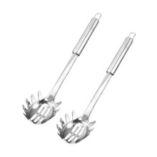 2pcs Stainless Steel Pasta Server with Ergonomic Comfort Grip Slotted Spaghetti Serving Spoon for Kitchen and Buffet