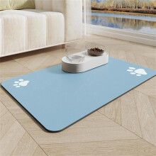 Pet Feeding Mat Absorbent Non Slip Quick Dry 30x40 Cm Blue Paw Print Pet Water Bowl Pad For Cats And Dogs
