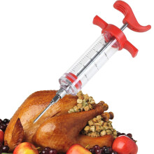 Meat Injector with Stainless Steel Needle for BBQ Turkey Cooking and Holiday Grilling