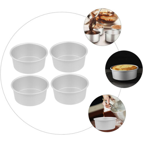 4pcs Non Stick Round Baking Pan Set Anodized Aluminium Deep Cake Tins Easy Clean  Temp 1